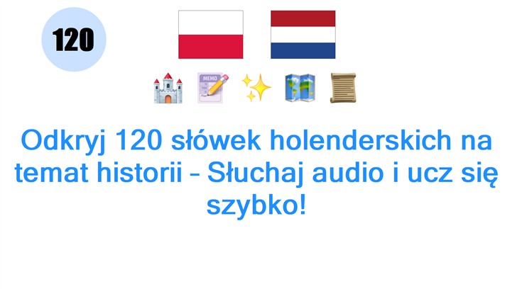 Odkryj 120 słówek holenderskich na temat historii – Słuchaj audio i ucz się szybko!
